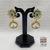 Traditional Gold Plated Studded Polki Kundan Party Dangler Earrings Kundan Earrings